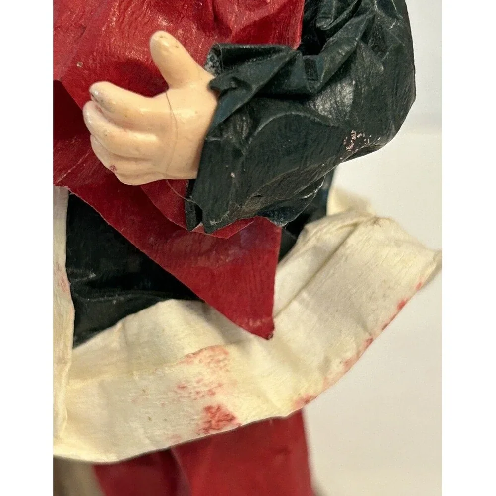 Vintage Paper Mâché Choir Boys Wood Base Christmas Decor Holiday Music Red Green